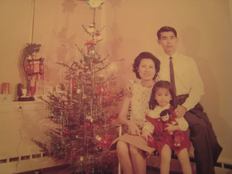 我與爸媽在聖誕節的合照