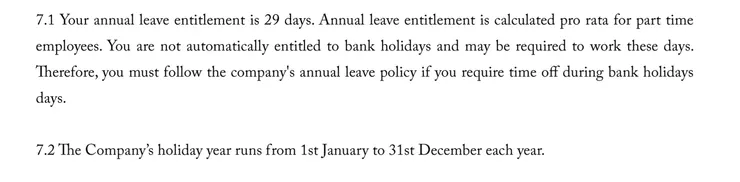 合約中有關於你的年假天數