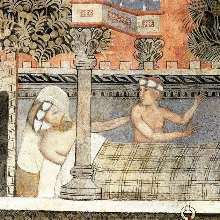 4/4 The story of the Chatelaine of Vergy, painted in the 14th century on the walls of Palazzo Davanzati, Florence.