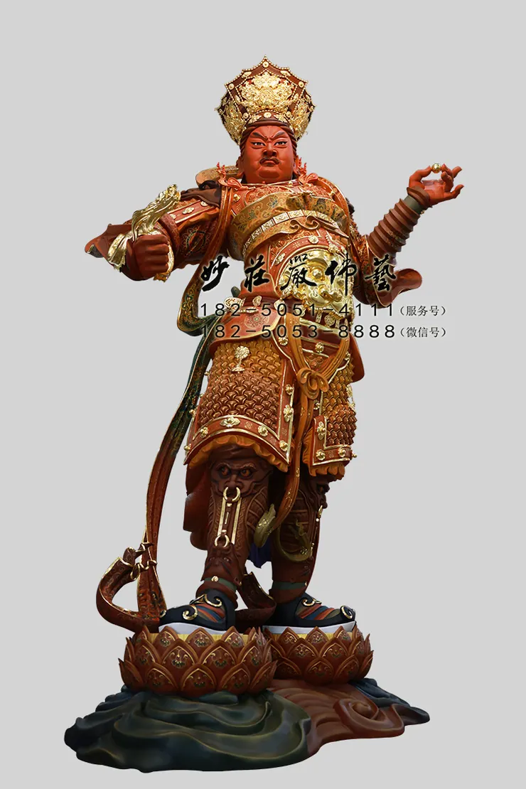 銅雕西方廣目天王彩繪塑像