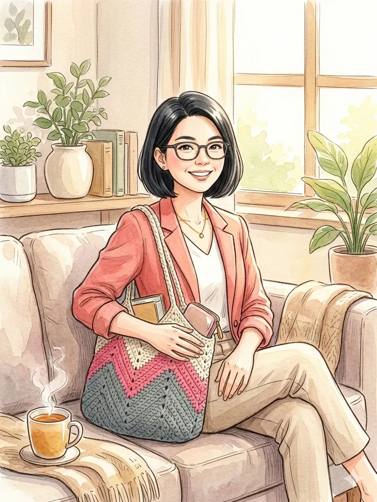 完成品：V 字拼色手作包