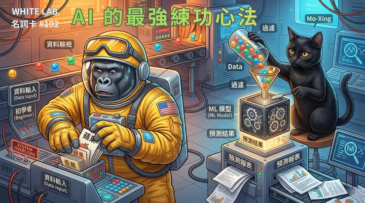  圖片來源：White-Lab 製作（AI 生成／Canva 設計）｜機器學習ML是什麼教學封面  