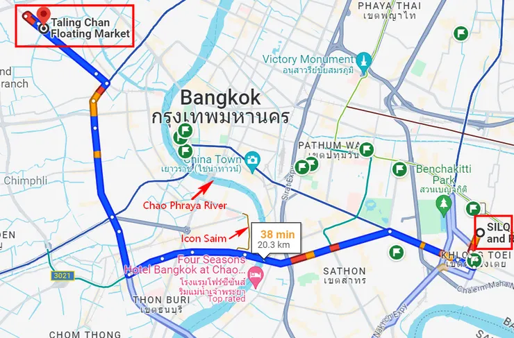 從BTS Phrom Phong出發， 搭grap大概也要40分鐘。