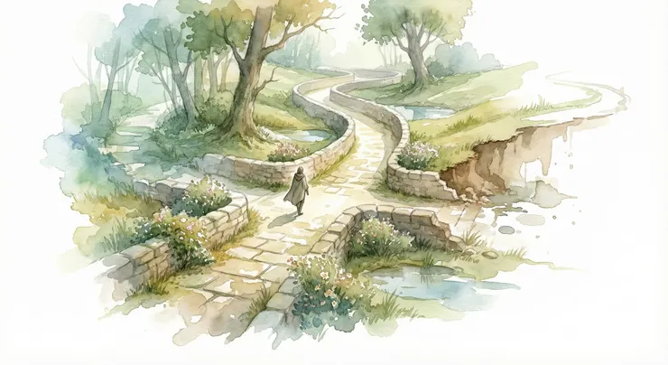 如果不強調花園的細節,只表現時間分岔的概念。這張我請GPT幫下prompt,再給Gemini出圖