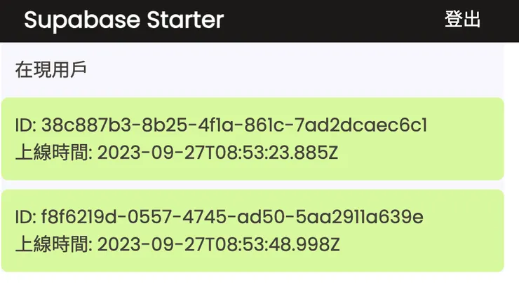 另一個用戶上線