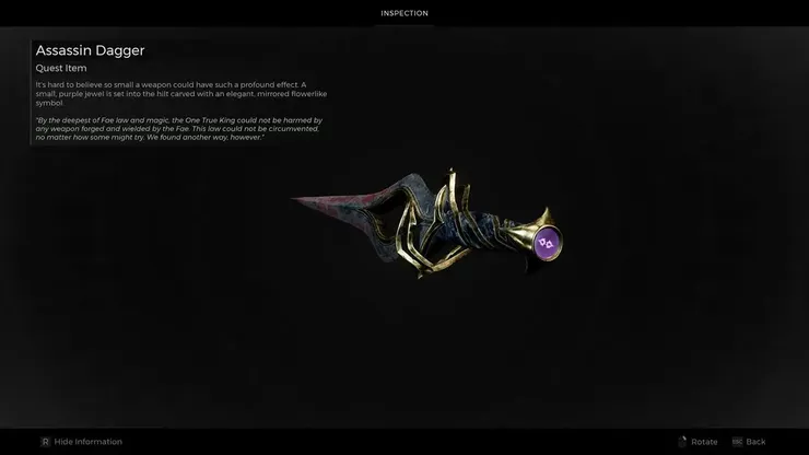 匕首的末端顯示了答案