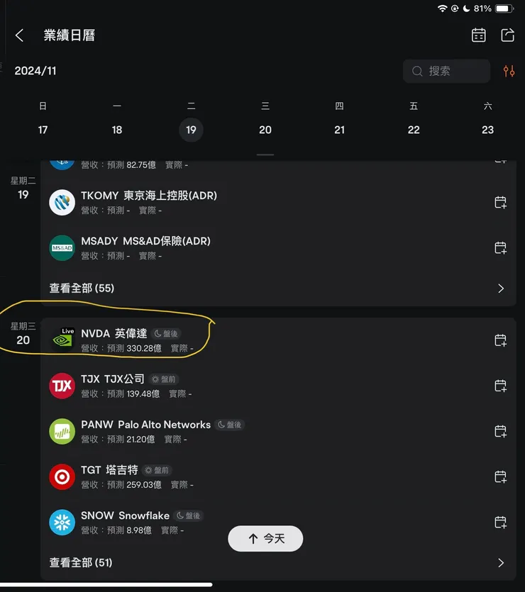 NVIDIA財報公布時間