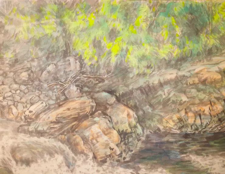 〈清流激湍／湍流清溪〉局部－石頭