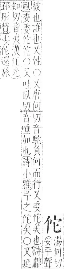 《字彙》佗:誰也。