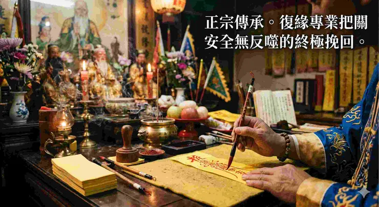 復緣傳承正宗中國道教和合術,專業法師開壇施作法事並奉請天上神明作主。