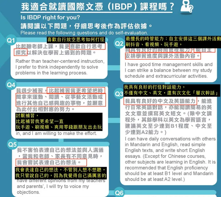 「我適合讀國際課程嗎？」這些自我檢視，不都是108課綱裡，我們想培養孩子們的能力與樣貌？