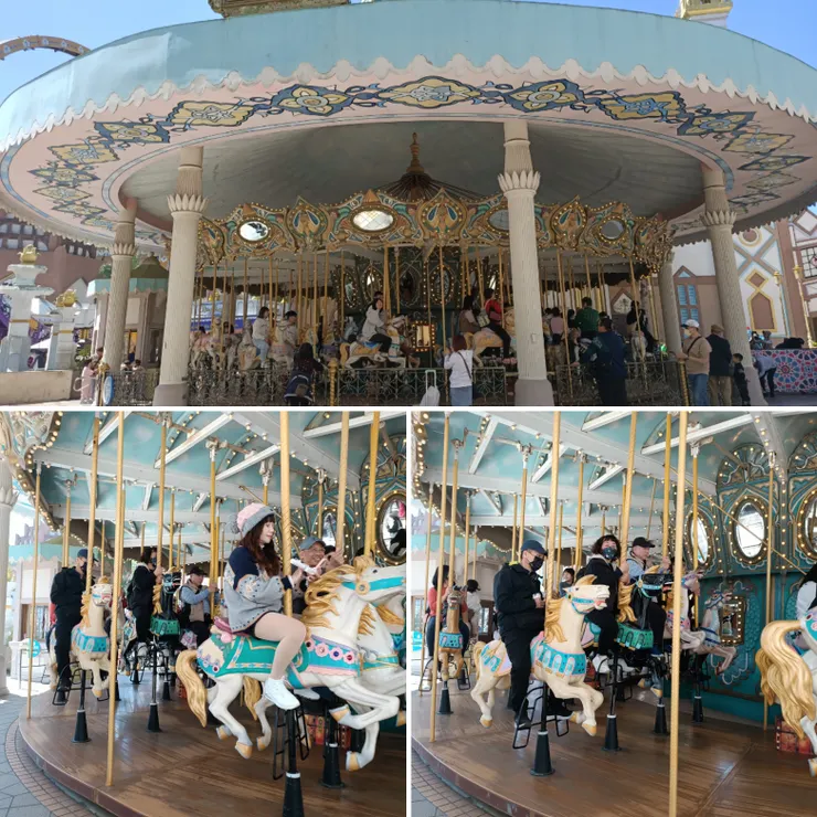 可愛的阿姨們,說沒坐過旋轉木馬😆,結果就去排隊了