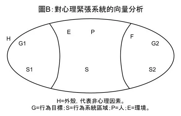 圖B：對心理緊張系統的向量分析