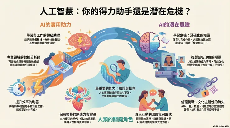 還是要使用一下最近流行的生成圖表吧！本圖為NotebookKLM生成整理我們的節目錄音內容。 （中文字體稍微還是會怪怪的~~） 