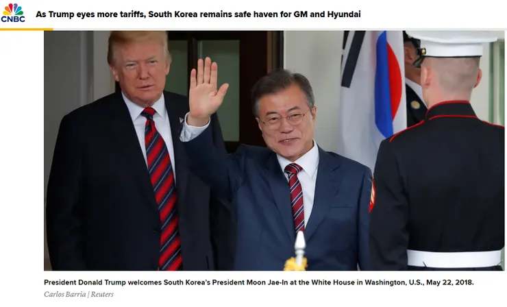 圖片及新聞英文原文出處https://www.cnbc.com/2025/02/13/trump-tariffs-gm-hyundai-south-korean-imports.html