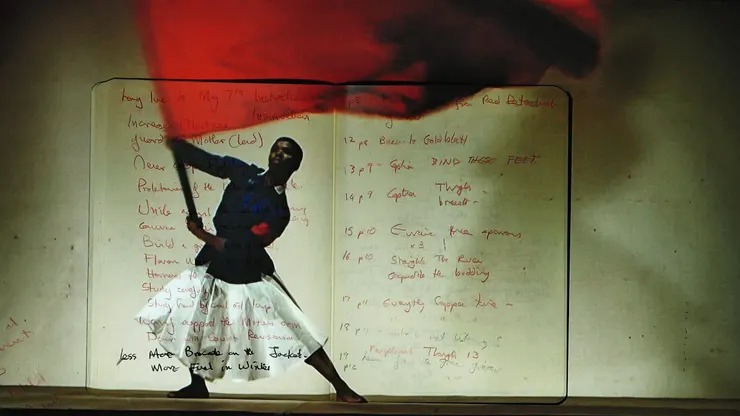 「威廉.肯特里奇(William Kentridge)」威廉.肯特里奇,《樣板劄記》(影片截圖),2015,三頻高清影片裝置,11分14秒。©威廉.肯特里奇,圖像由藝術家及北美館提供。