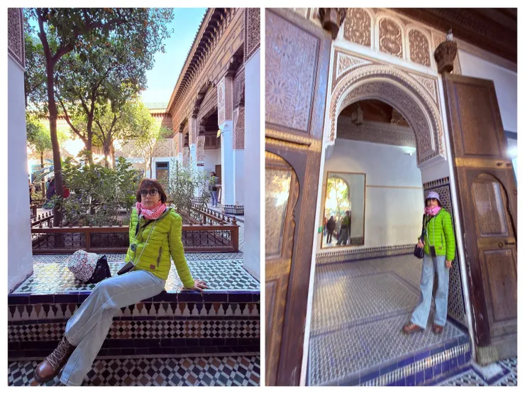 伊斯蘭結合摩爾風格的石灰雕刻， 搭配雪松木質彩繪屋頂、大門。