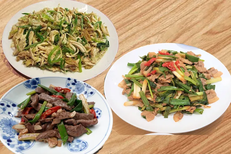 蔥油雞絲  蔥爆牛肉   蔥爆里肌