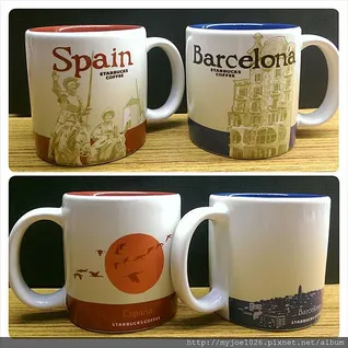 原本以為西班牙,巴塞隆納杯應該會有鬥牛之類, 結果都沒有, 反而是背面的夕陽和鳥群的的設計覺得很有特色!