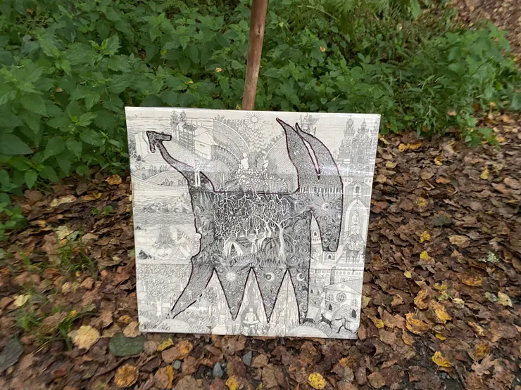 這個大驢子可以分成六張畫,我只買了其中一張,有唐吉軻德的