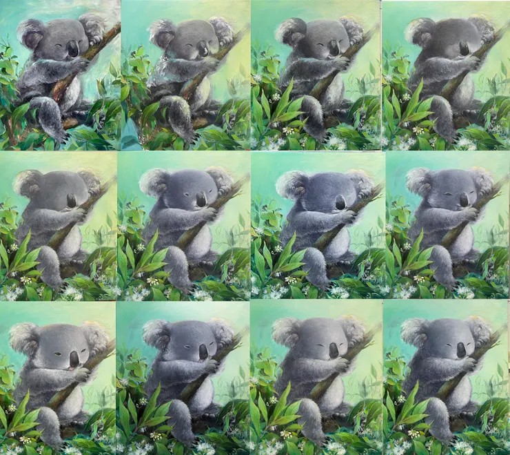 無尾熊的修修臉之路(仔細看，我有一度差點把無尾熊畫成了狐狸!)