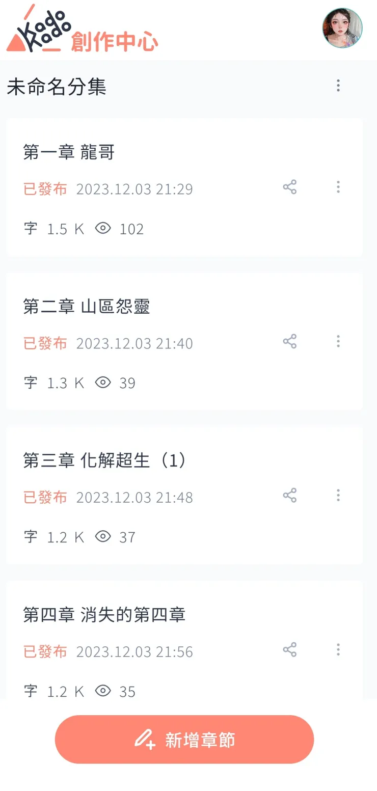 更新，第一章的點閱超過100。