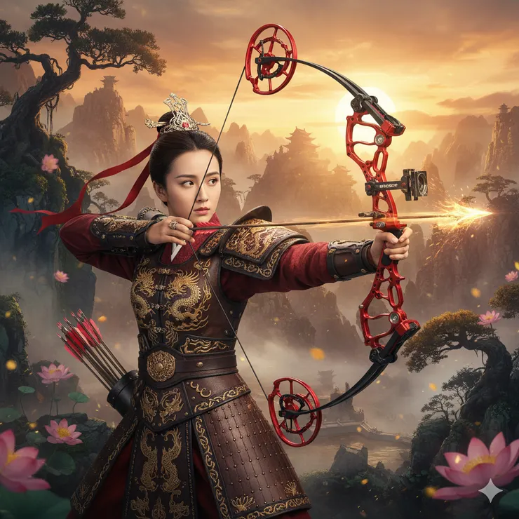 手持複合弓的女將軍