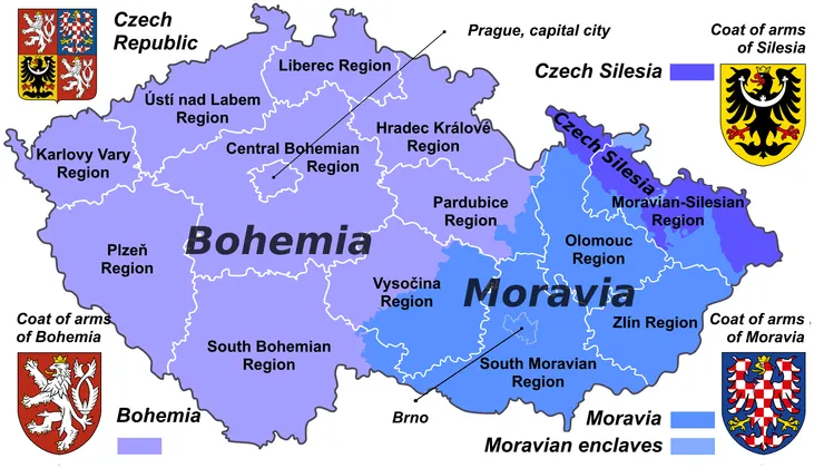 波西米亞、摩拉維亞分布圖