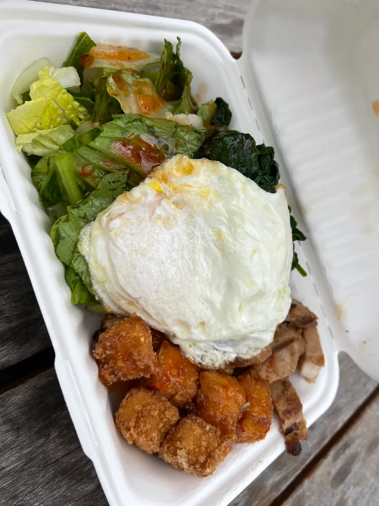 開箱我的午餐，還奢侈的加了荷包蛋總共要15.5美元（哇喔喔喔大驚小怪中）