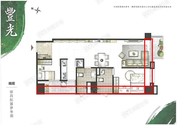 室內有三根柱子佔用了寶貴的室內空間，大樑同時會給主臥的床上方造成壓迫感