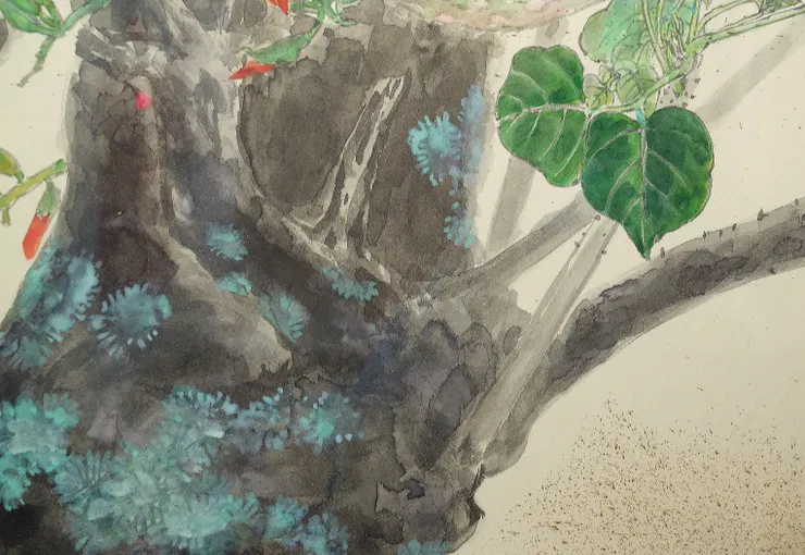 〈莿桐花開〉局部－樹幹