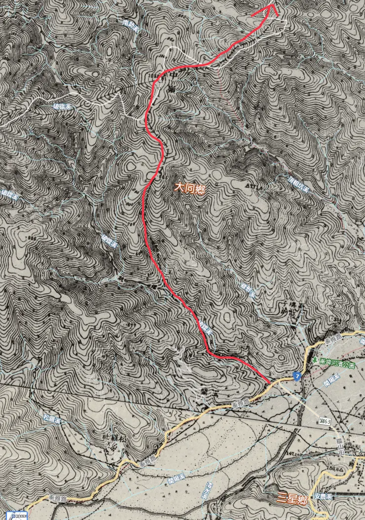 台灣百年地圖上的叭哩沙隘勇線