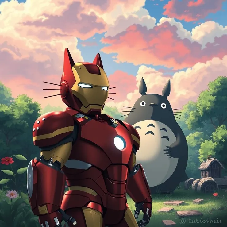 AI生成圖：鋼鐵人與龍貓