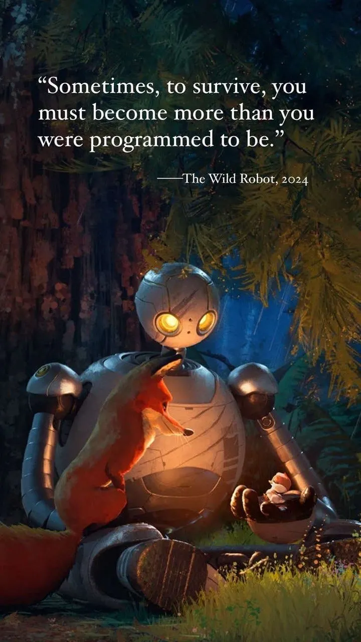 為了生存，有時候我們得要超越原來的自己。來源：《荒野機器人》電影劇照。