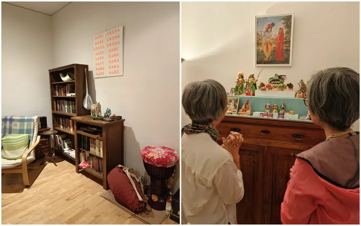 【奉獻者起居檢樸惟神壇光燦崇隆！晚餐後到傢俱簡樸但神壇崇隆的帕布家小憩。】