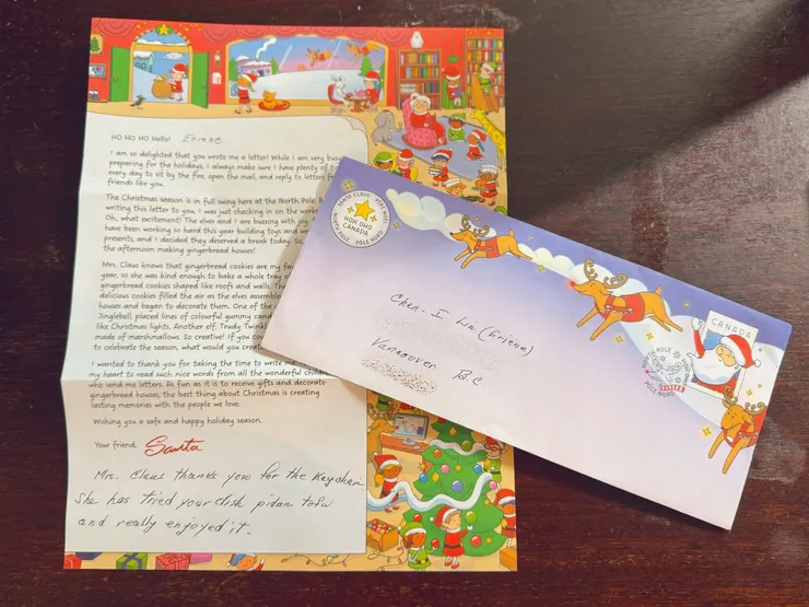 加拿大聖誕老公公的回信