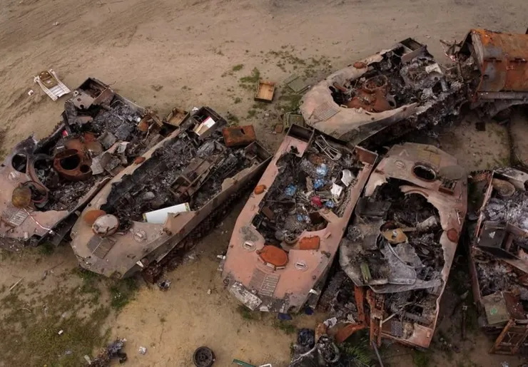 被炸毀的俄軍車輛 (圖片取自網路)