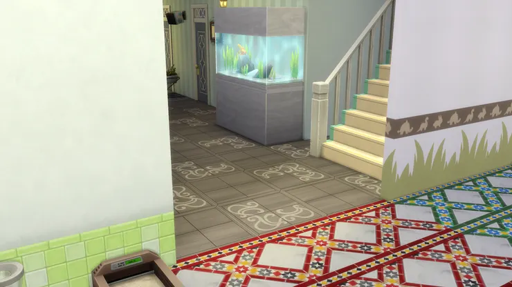 廚房和飯廳雖然在同一個空間，但用了不同的地磚和壁紙區別。