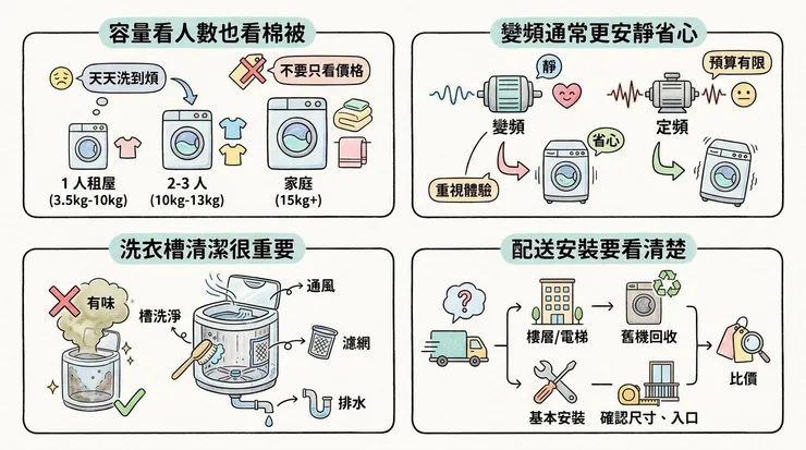 變頻直立式洗衣機怎麼挑？容量和安裝先別搞錯