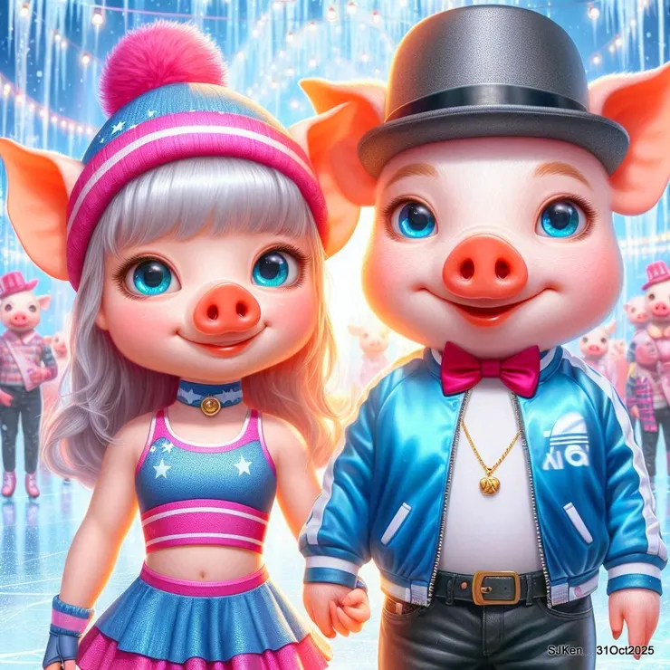 感謝「輕煙飄過」繪製的「青春派兩小無猜豬」