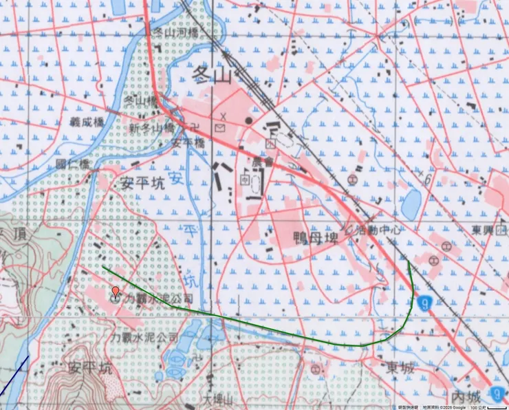 力霸水泥的鐵路路線 (來源：2003年二萬五千分之一經建版地形圖(第四版))