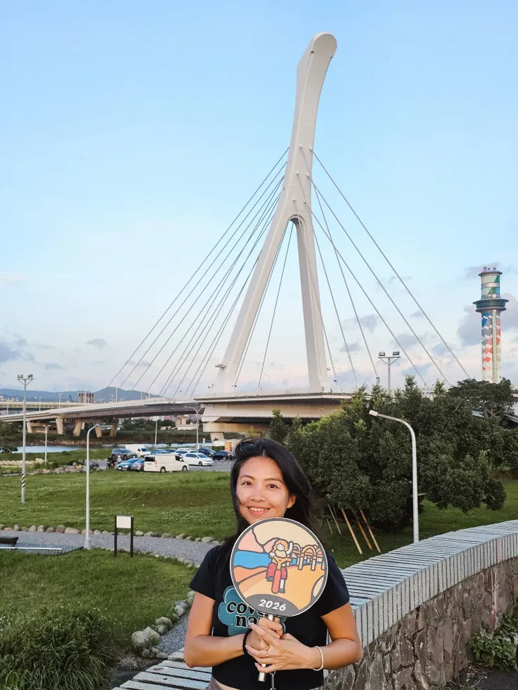 第八段的實體手拿牌位置在馬場町公園、離開社子島上社子大橋前