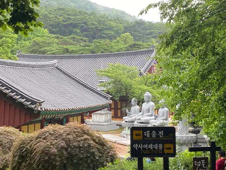 從入口處可以看到花崗石雕刻的佛像