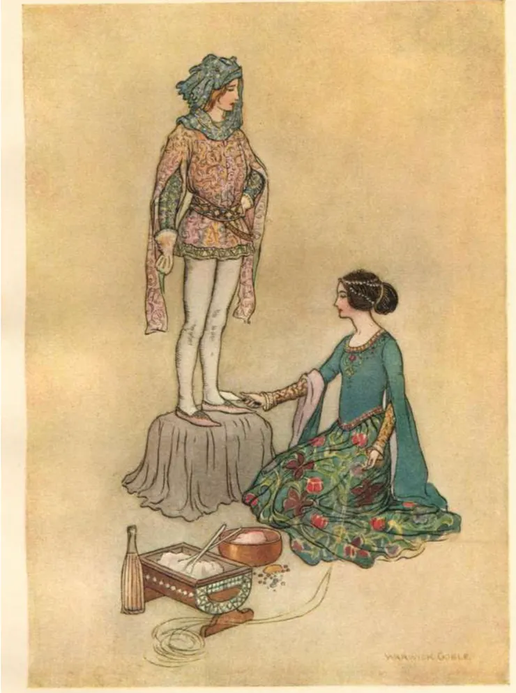 Betta making Pintosmalto from Warwick Goble’s illustrated Pentamerone