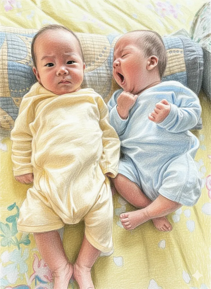 想睡的多多與愛皺眉的樂樂