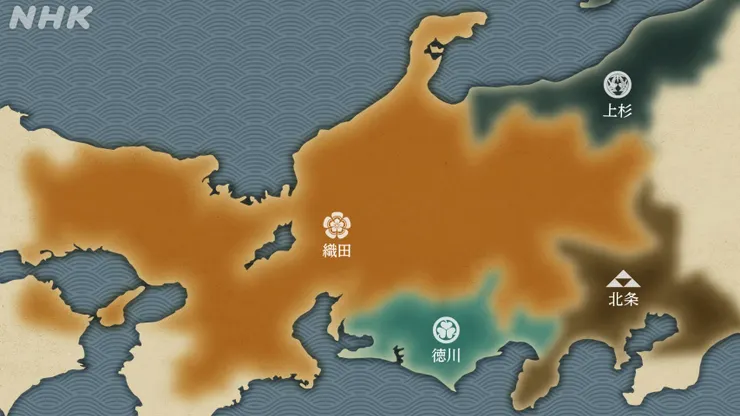 天正十年（1582）的日本戰國大名勢力分布圖