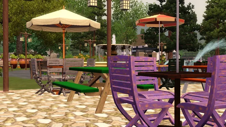 這裏看得到噴水池，坐著喝飲品很是寫意。