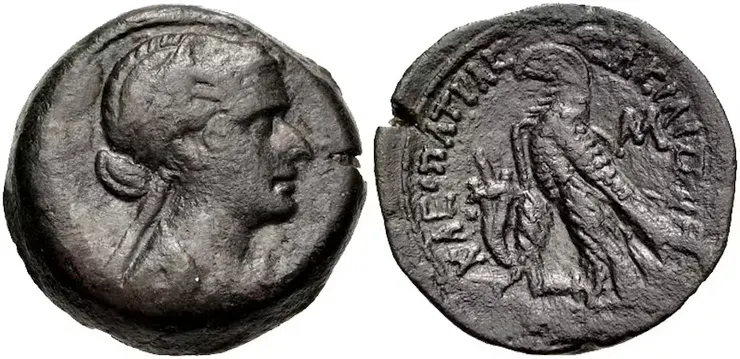 克麗奧佩特拉在經濟層面上推行了一項重大創舉：她首次在埃及流通極廣的青銅貨幣上標註數值。錢幣背面印有一隻老鷹，象徵克麗奧佩特拉家族—托勒密王朝， 其旁則可見希臘字母 π（相當於我們的 p）或 μ（m）。其中，π 代表 80 德拉克馬（drachmes），μ 則代表 40 德拉克馬。這項制度讓貨幣的使用更為清晰並有助於調節經濟。