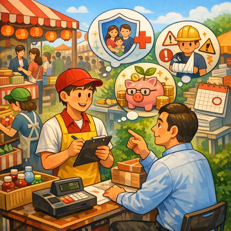 勞動部提醒，僱用短期或臨時性工作人員，雇主都應在勞工到職當日依規定申報參加勞保、就保、災保及提繳勞退，以免受罰。(圖片來源: Gemini生成)