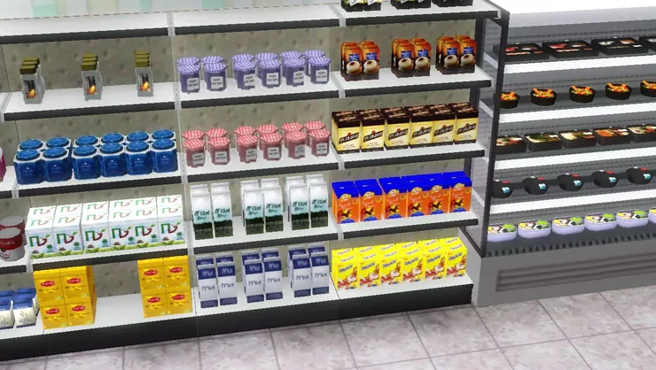 最裏面的是早餐食品，例如麥片、果醬、咖啡粉。